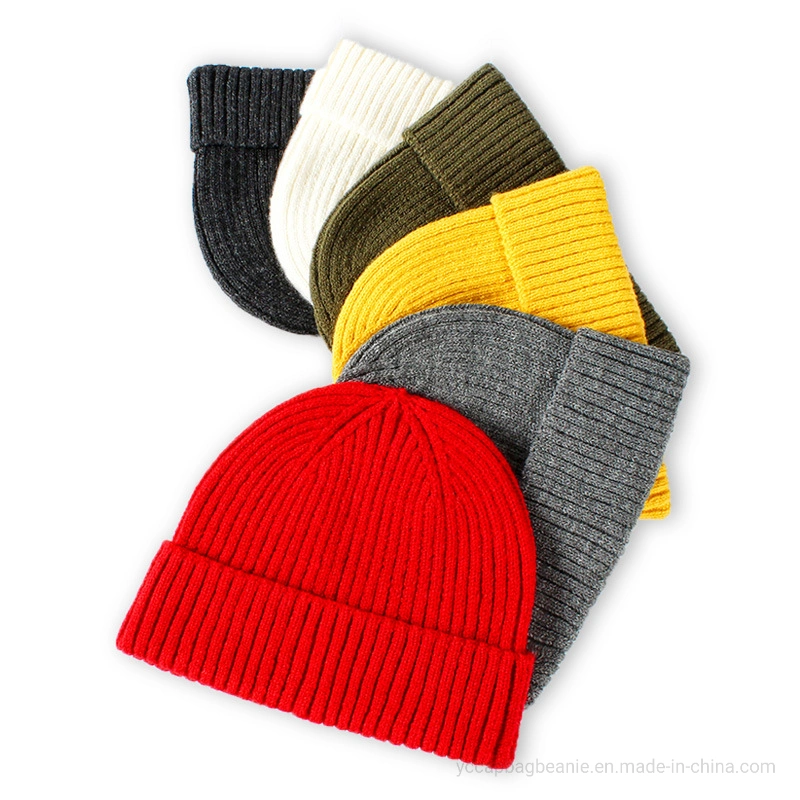 Wholesale Custom Acrylic Wool Plain Warm Winter Football Knit Hat Beanie