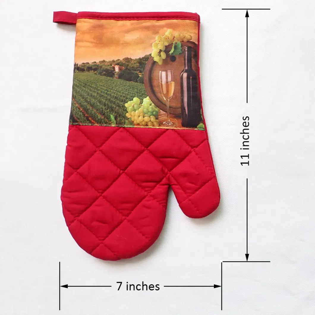 Premium Heat Resistant Kitchen Gloves Cotton & Polyester Quilted Oversized Mittens