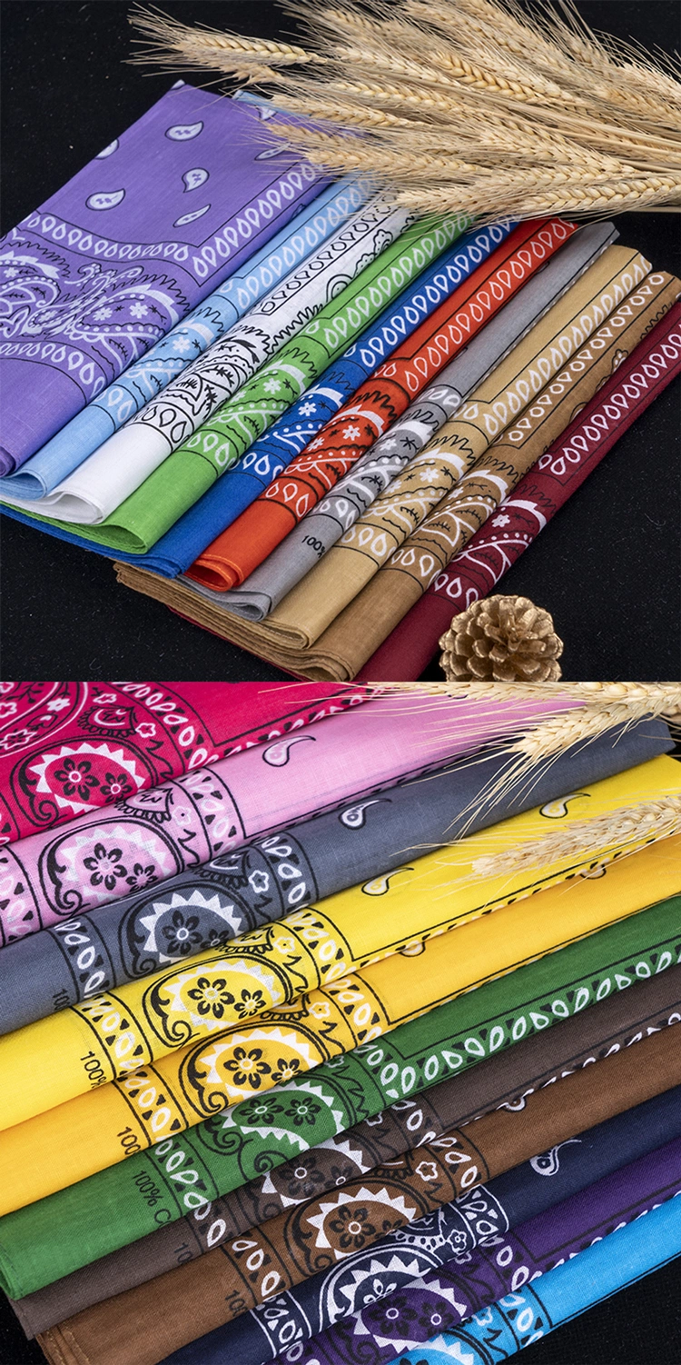 Wholesale Multifunctional 21*21 Inch Custom Printed Paisley Square Polyester Cotton Bandana