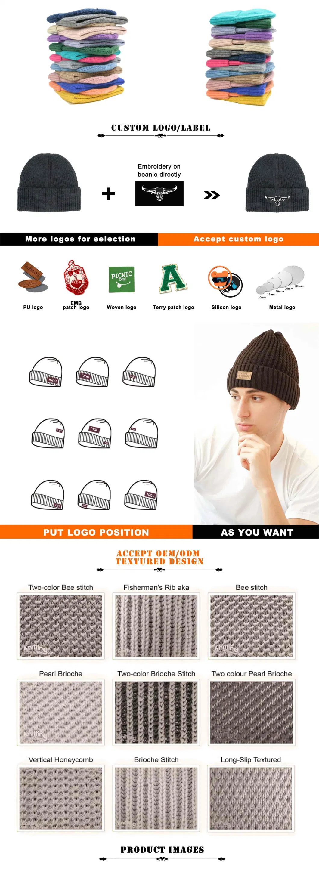 Men Warm Soft Slouchy White Black Jacquard Design Sherpa Fleece Lining Bonnet Casual Beanie Hat Earflap